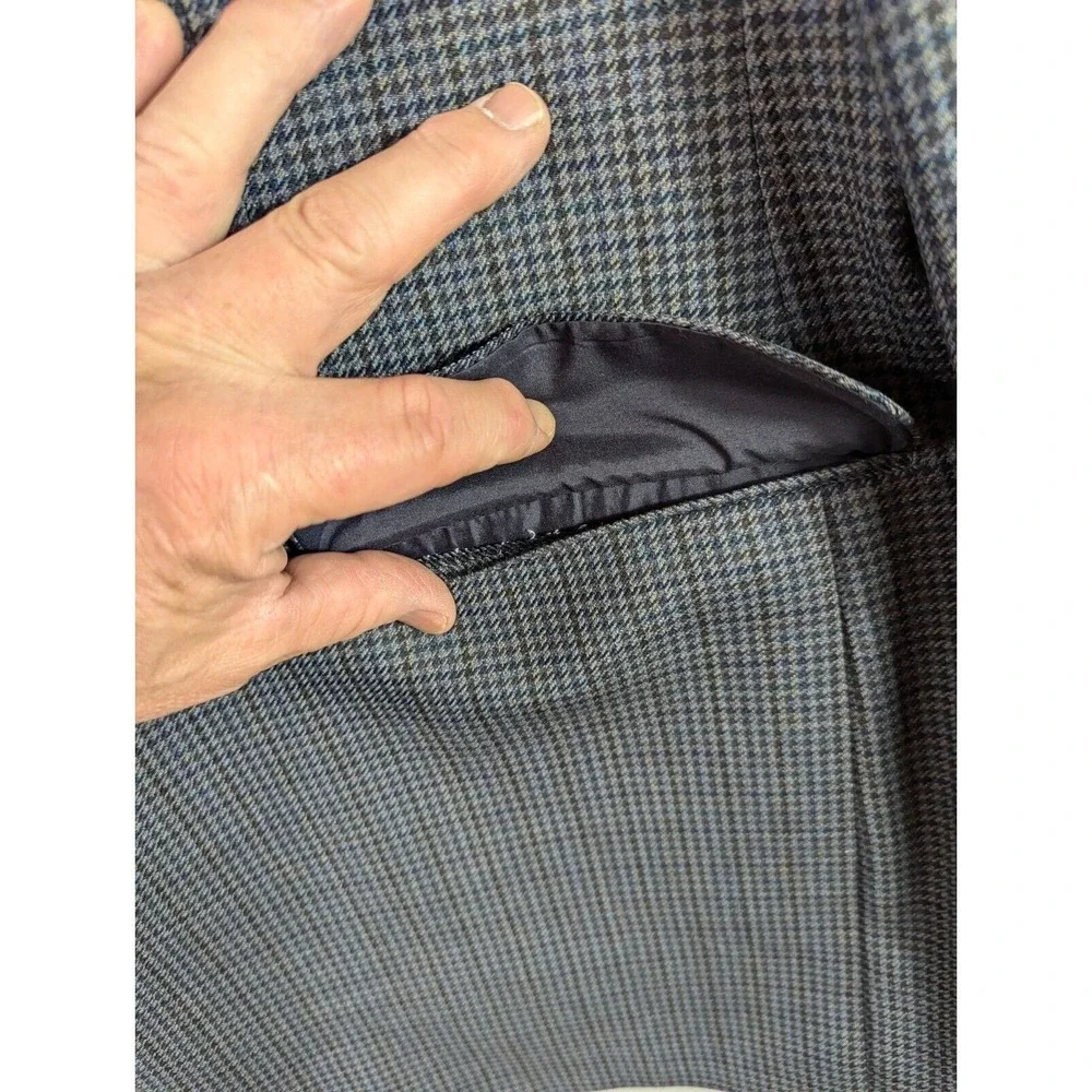 Lauren Ralph Lauren Blazer Mens Size 46L Gray Wool Houndstooth Corpcore Academia